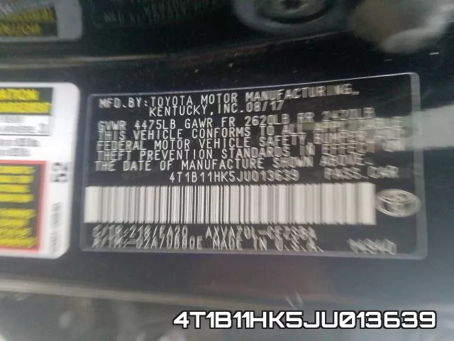 4T1B11HK5JU013639 фото 2