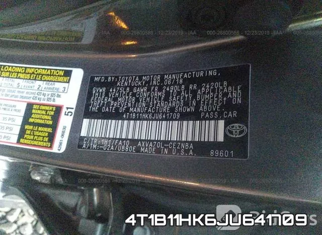 4T1B11HK6JU641709 фото 10