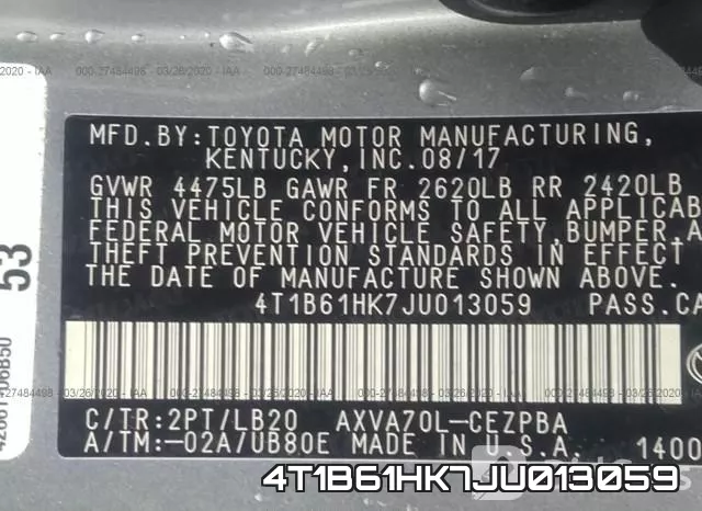 4T1B61HK7JU013059 фото 10