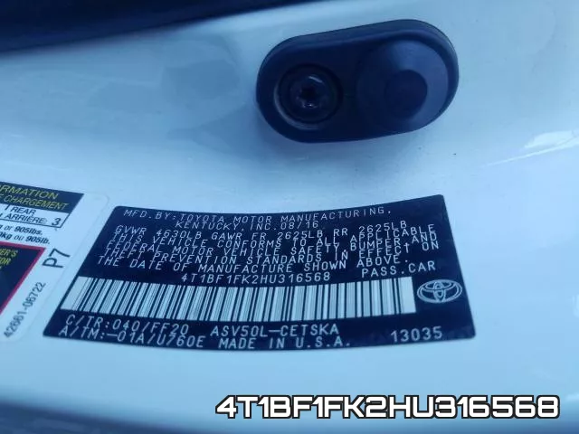 4T1BF1FK2HU316568 фото 2