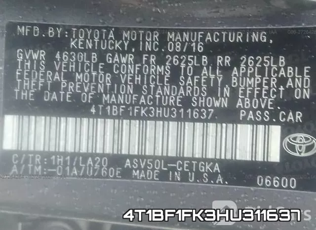 4T1BF1FK3HU311637 фото 10