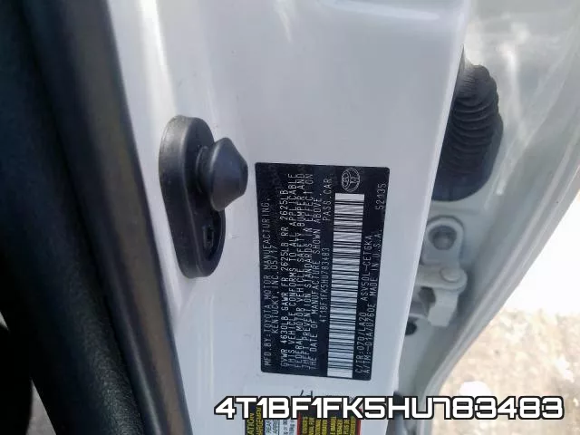 4T1BF1FK5HU783483 фото 2