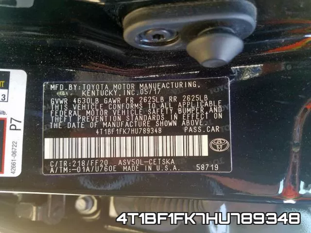 4T1BF1FK7HU789348 фото 2