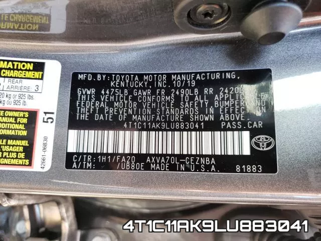 4T1C11AK9LU883041 фото 2