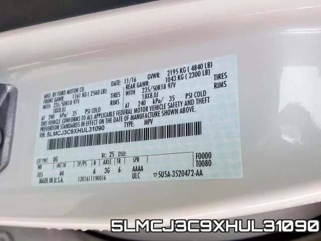 5LMCJ3C9XHUL31090 фото 2