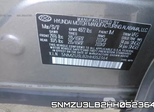 5NMZU3LB2HH052364 фото 10