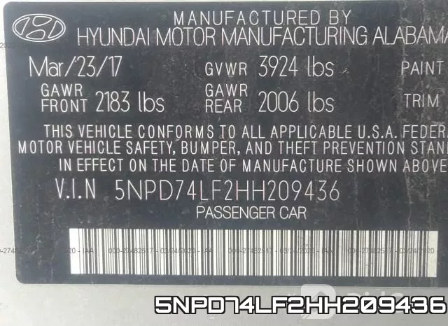 5NPD74LF2HH209436 фото 10