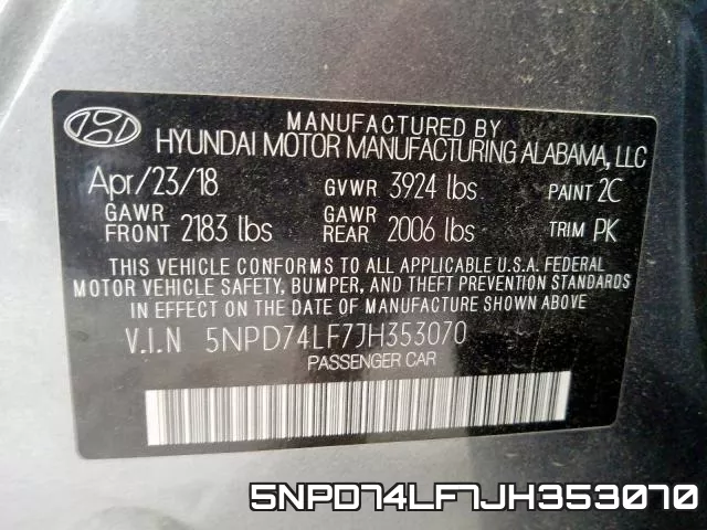 5NPD74LF7JH353070 фото 2