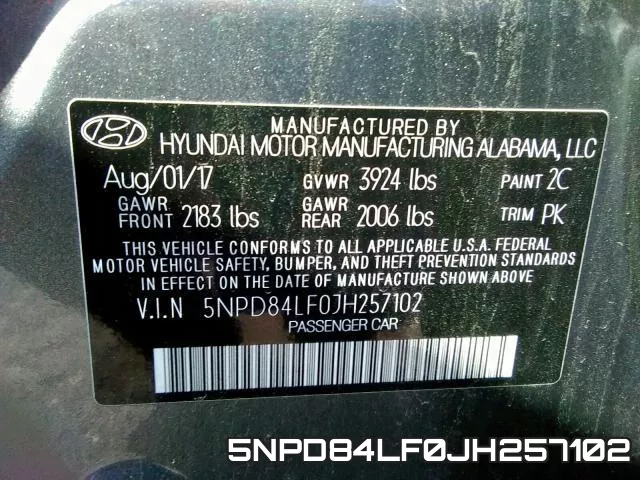 5NPD84LF0JH257102 фото 2
