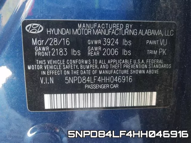 5NPD84LF4HH046916 фото 2