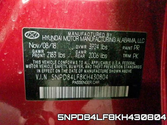 5NPD84LF8KH430804 фото 2