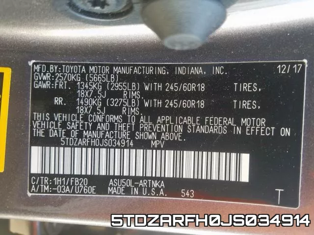 5TDZARFH0JS034914 фото 2