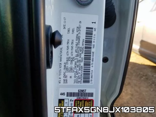 5TFAX5GN8JX103805 фото 2