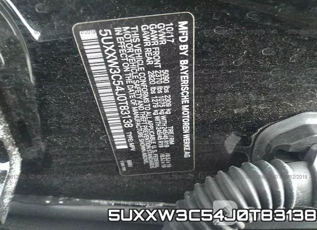 5UXXW3C54J0T83138 фото 10