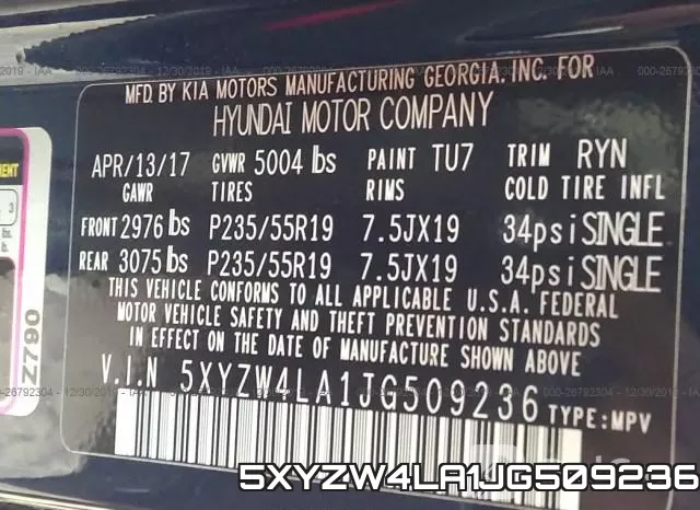 5XYZW4LA1JG509236 фото 10
