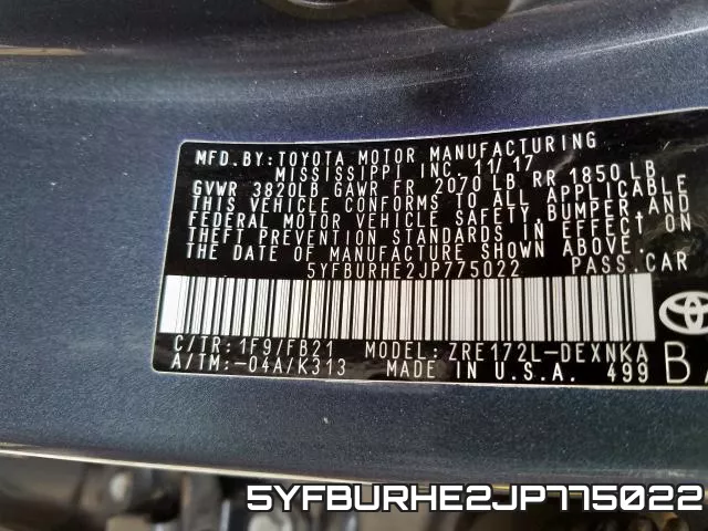 5YFBURHE2JP775022 фото 2