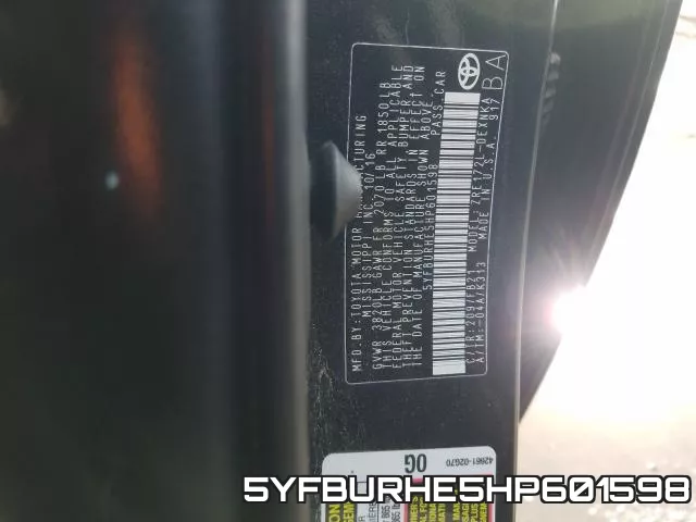 5YFBURHE5HP601598 фото 2