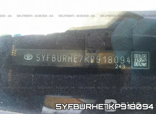 5YFBURHE7KP918094 фото 10