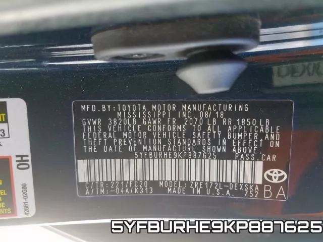 5YFBURHE9KP887625 фото 2
