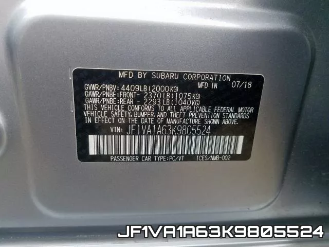 JF1VA1A63K9805524 фото 2