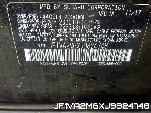 JF1VA2M6XJ9824748 фото 2