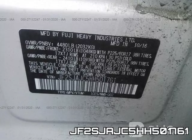 JF2SJAJC5HH501761 фото 10