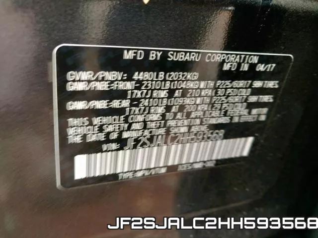 JF2SJALC2HH593568 фото 2
