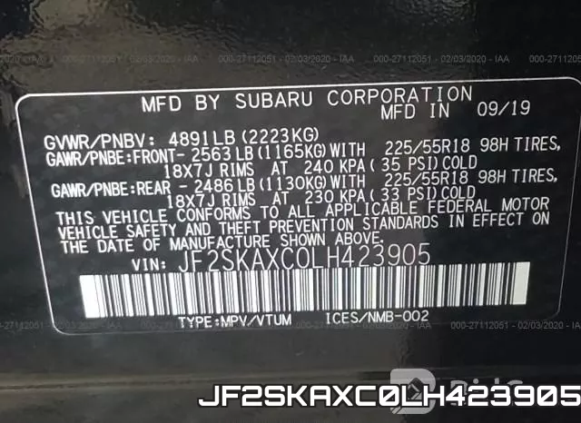 JF2SKAXC0LH423905 фото 10