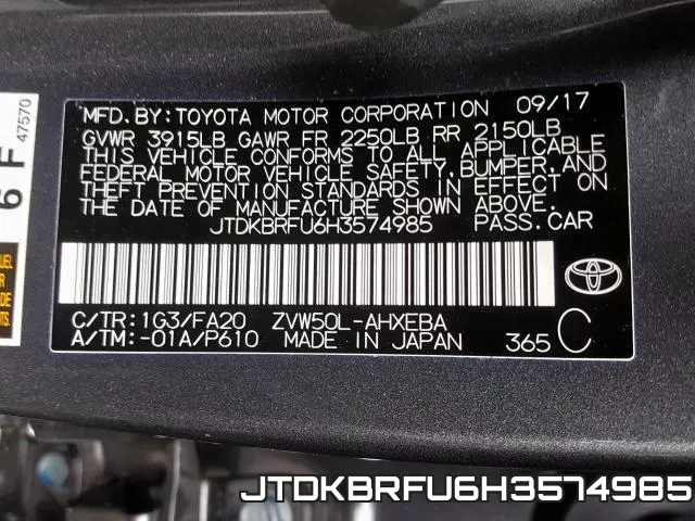 JTDKBRFU6H3574985 фото 2