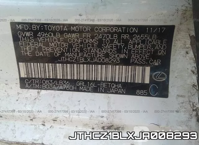 JTHCZ1BLXJA008293 фото 10