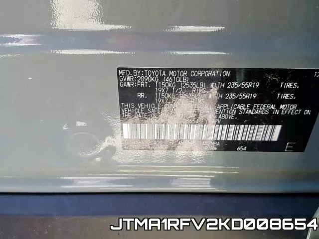JTMA1RFV2KD008654 фото 2