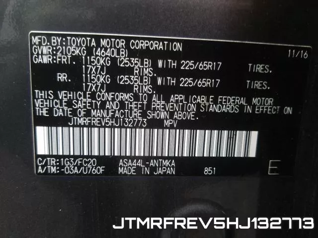 JTMRFREV5HJ132773 фото 2