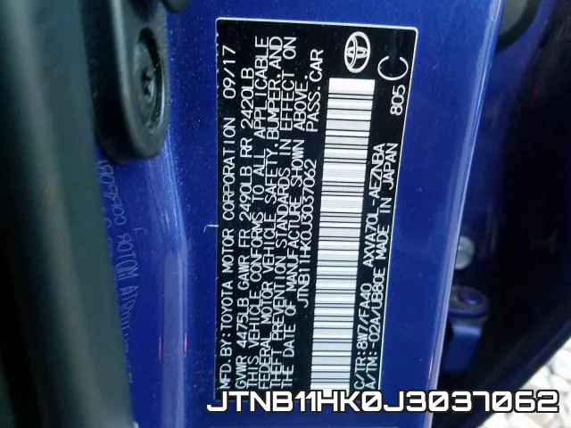 JTNB11HK0J3037062 фото 2