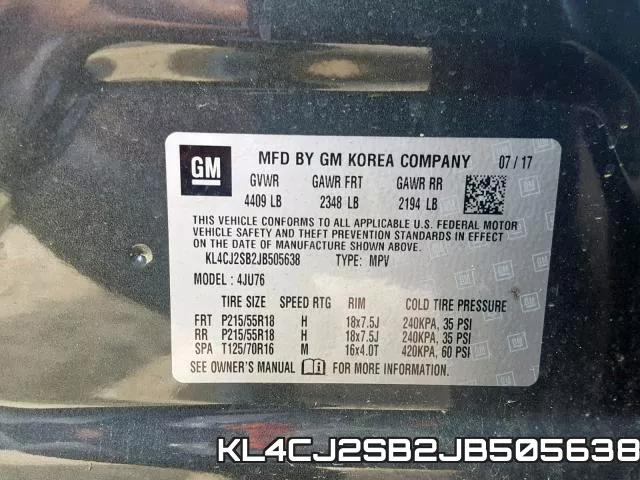 KL4CJ2SB2JB505638 фото 2