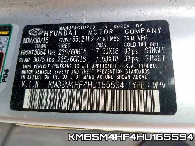 KM8SM4HF4HU165594 фото 2