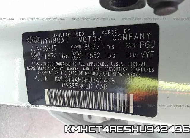 KMHCT4AE5HU342436 фото 10