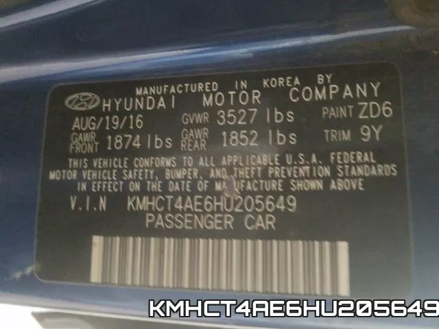 KMHCT4AE6HU205649 фото 2