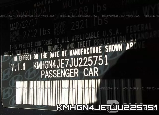 KMHGN4JE7JU225751 фото 10