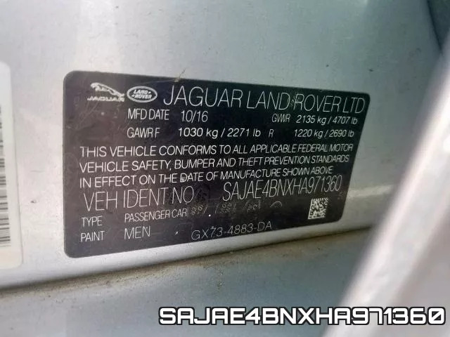 SAJAE4BNXHA971360 фото 2