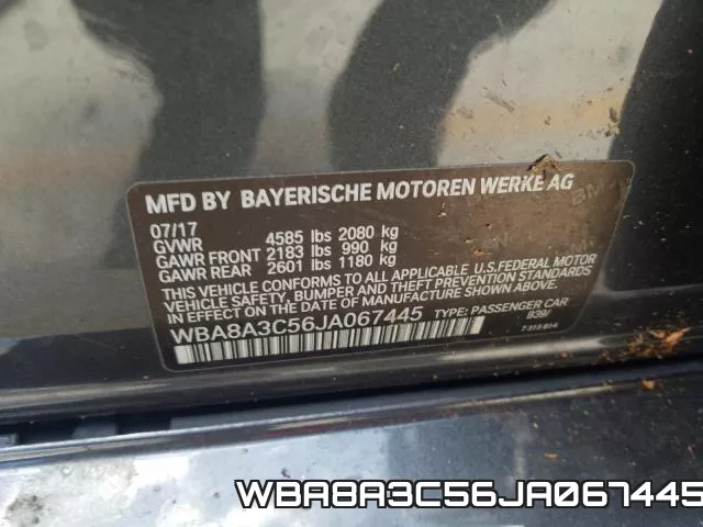 WBA8A3C56JA067445 фото 2