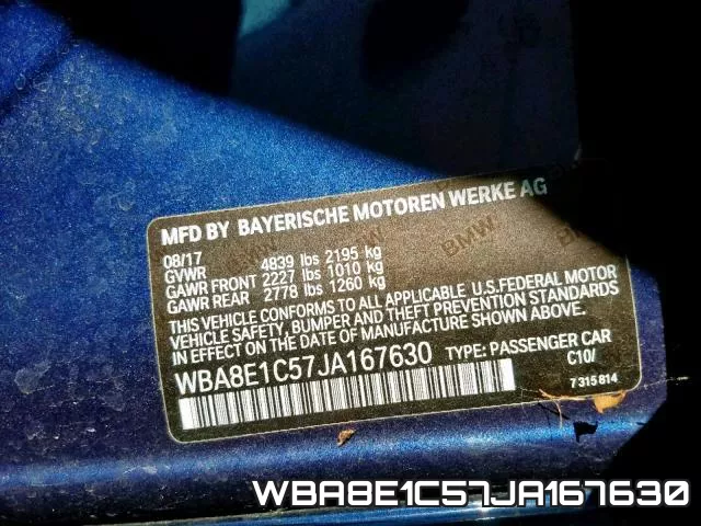 WBA8E1C57JA167630 фото 2