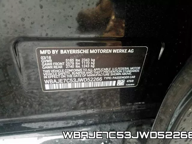 WBAJE7C53JWD52266 фото 2