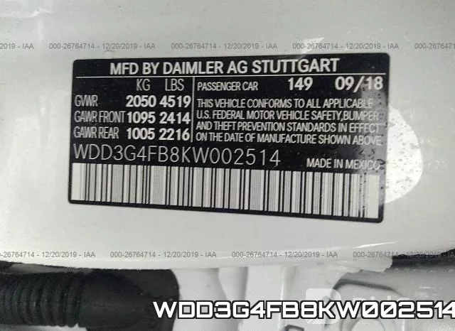 WDD3G4FB8KW002514 фото 10