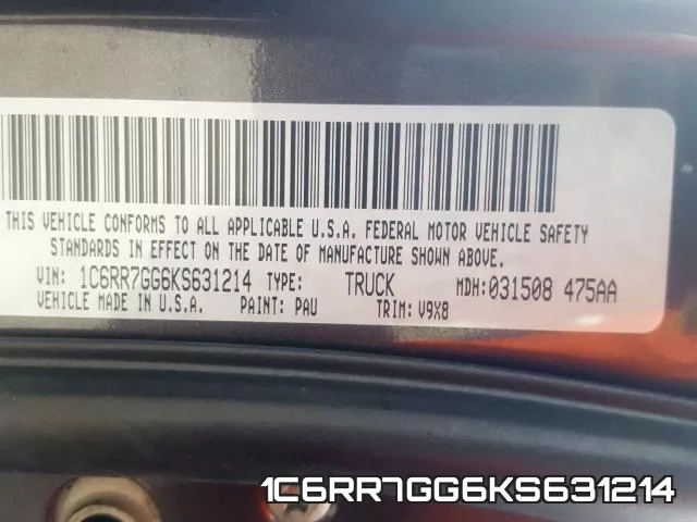 1C6RR7GG6KS631214 фото 2
