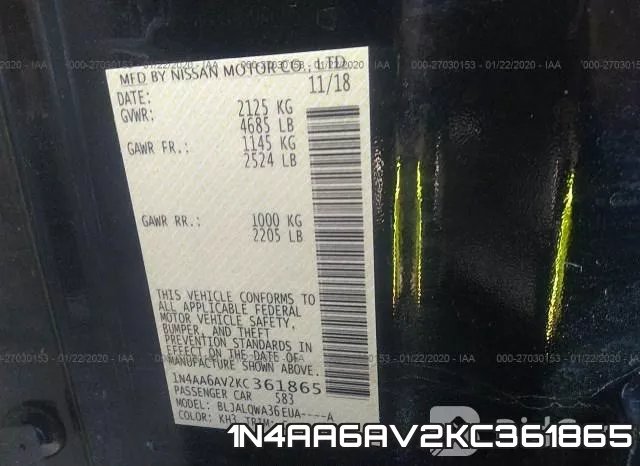 1N4AA6AV2KC361865 фото 10