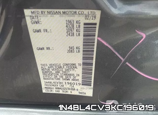 1N4BL4CV3KC196019 фото 10