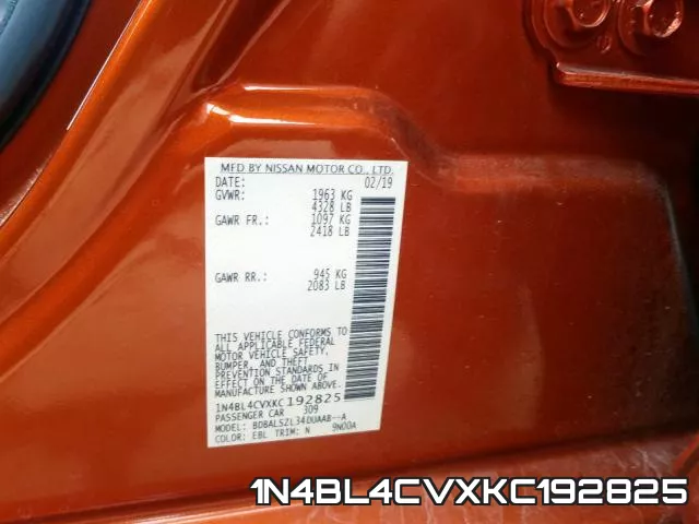 1N4BL4CVXKC192825 фото 2