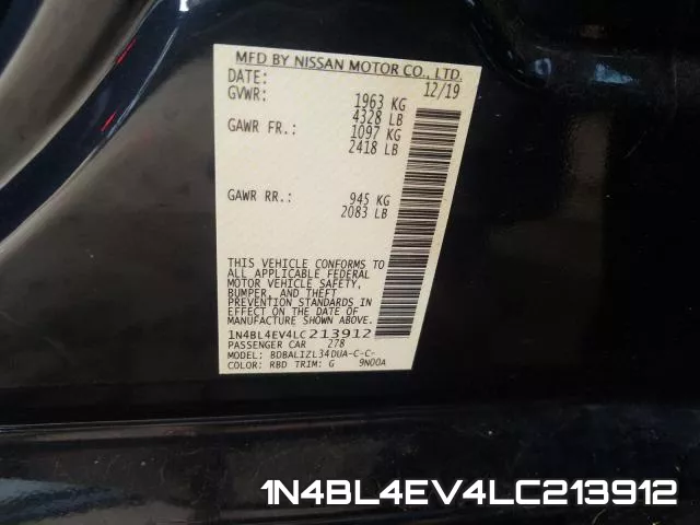 1N4BL4EV4LC213912 фото 2