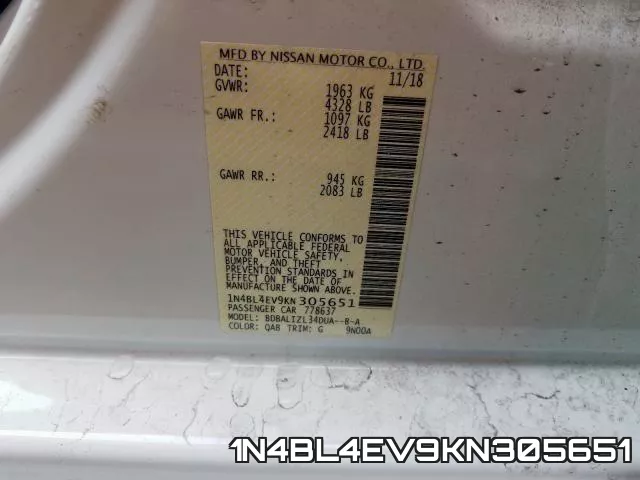 1N4BL4EV9KN305651 фото 2