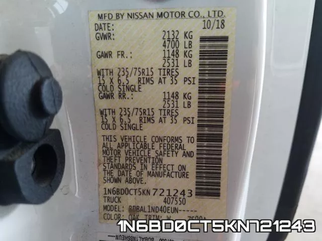 1N6BD0CT5KN721243 фото 2